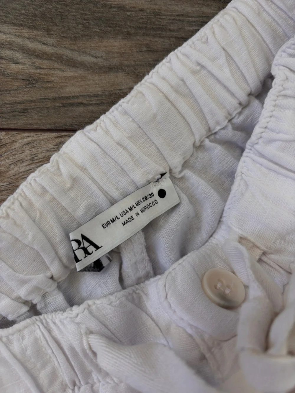 Zara Women’s White Elastic-Waist oversized Cargo Pants - Picture 3 of 3
